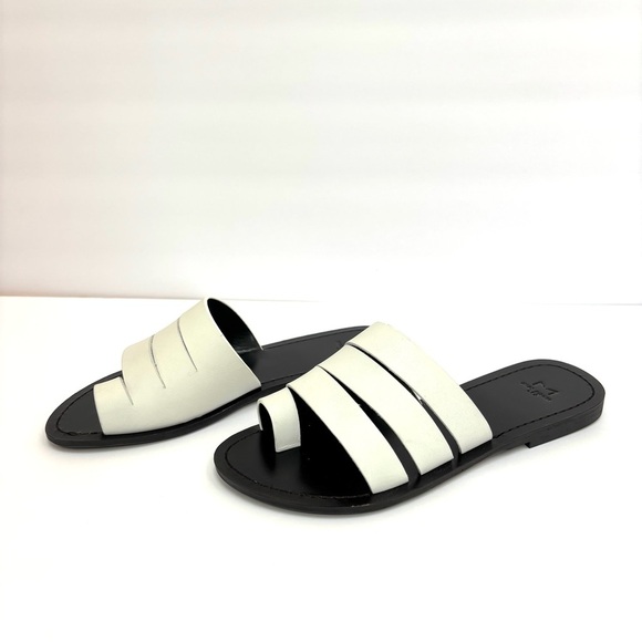 Marc Fisher LTD Rilee Strappy Flat Slide Leather Sandal White Size 6.5 NEW - Picture 3 of 10